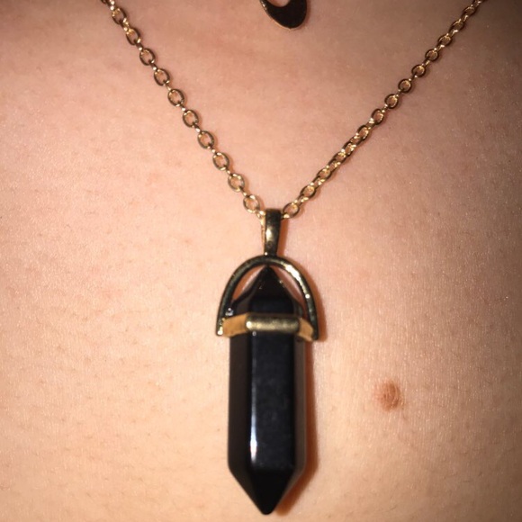 !!LAST ONE!! Black Crystal Gold Moon Layer Choker - Picture 4 of 6